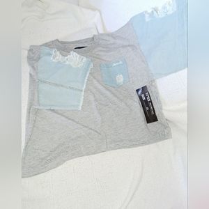 Cropped Mixed Material Top